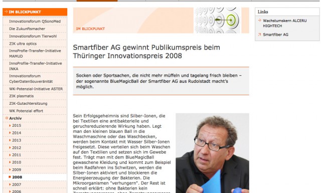 Smartfiber AG gewinnt Publikumspreis beim Thüringer Innovationspreis 2008